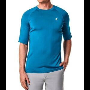 Coolibar Men's Teal Rash Guard small NWT
